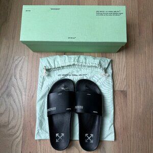Off-White Rubber Graphic Print Slides Black